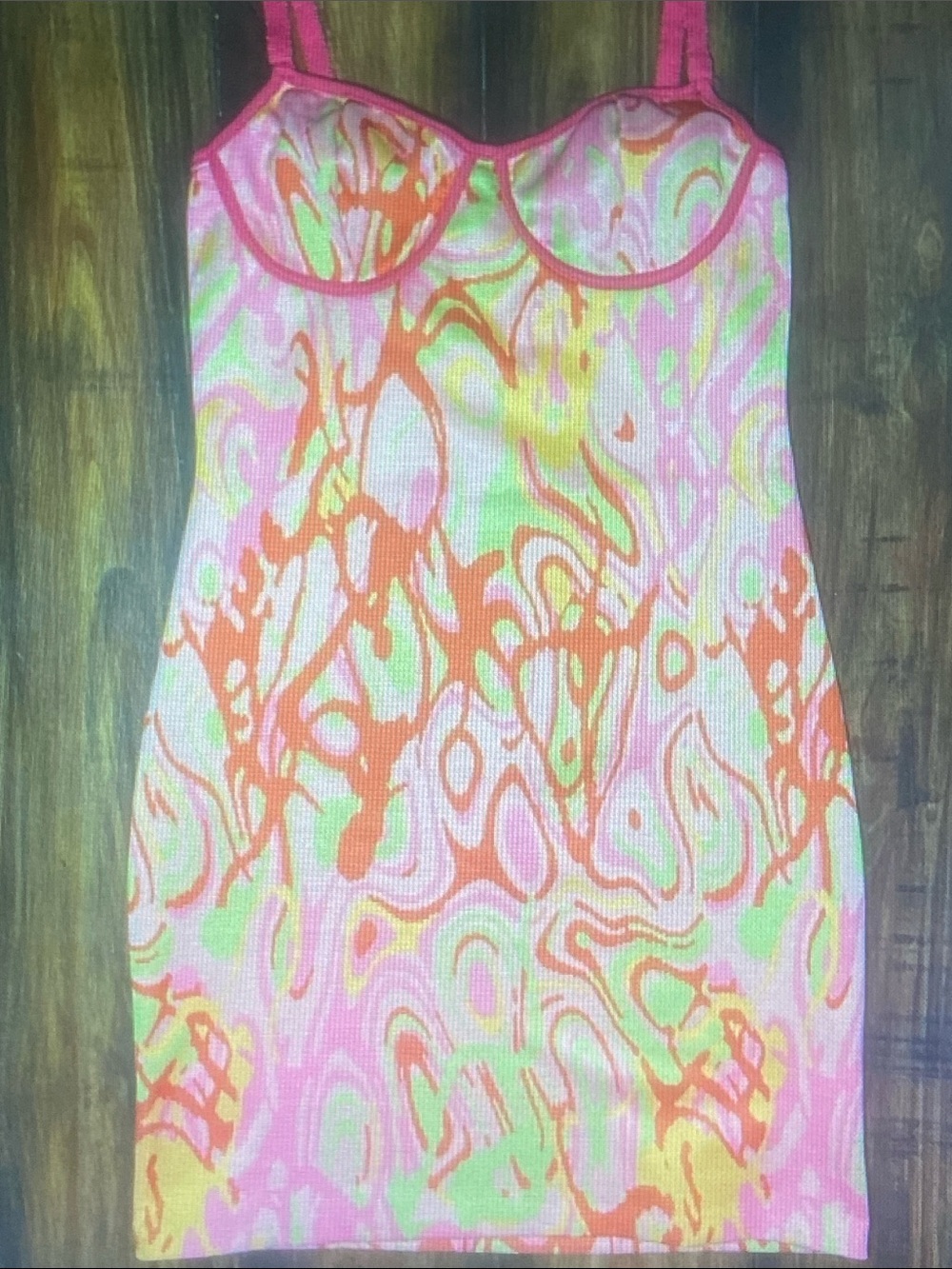 Zara Pink Orange Yellow Swirl Mini Dress